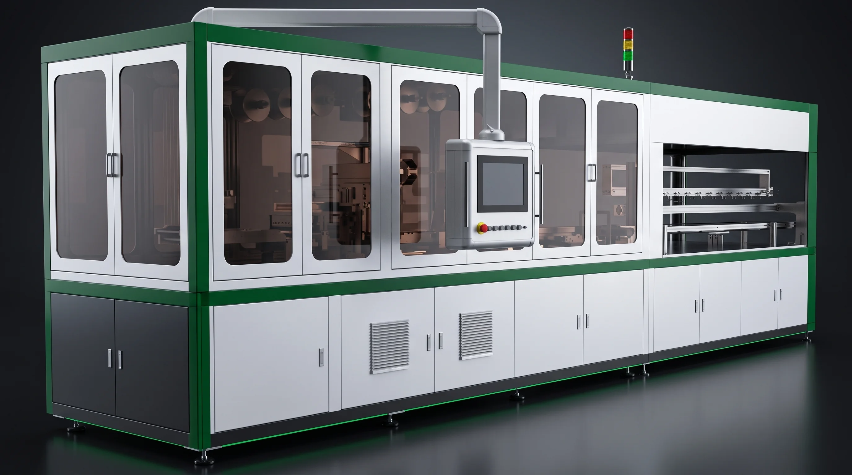 Single tabber stringer station built as a drop-in replacement for a running line