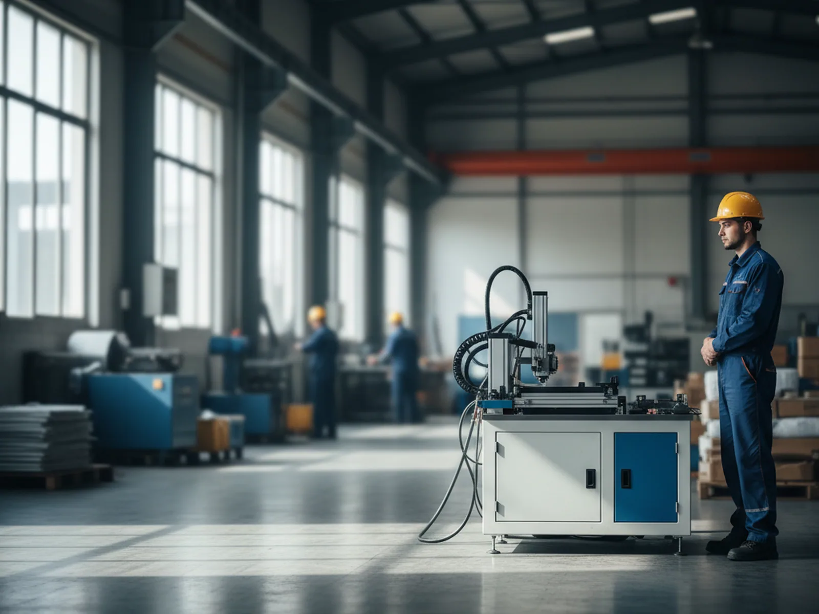 SML-C20 entry laser scriber — a compact single-phase scribing machine on a factory floor